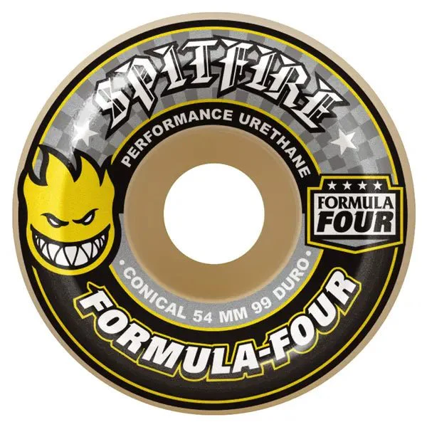54 mm F4 99D Conical Yellow Print - Roues de Skate